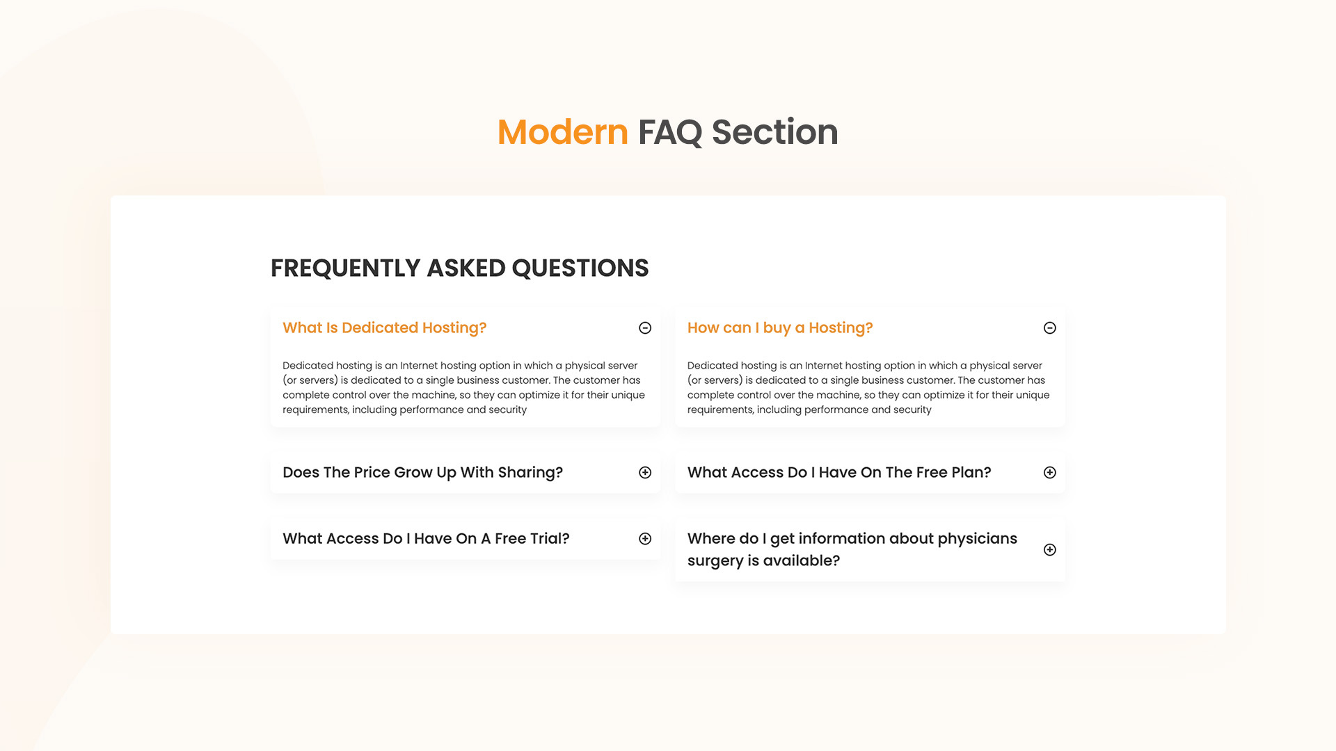 Modern FAQ Section Style 08 - kitsWind