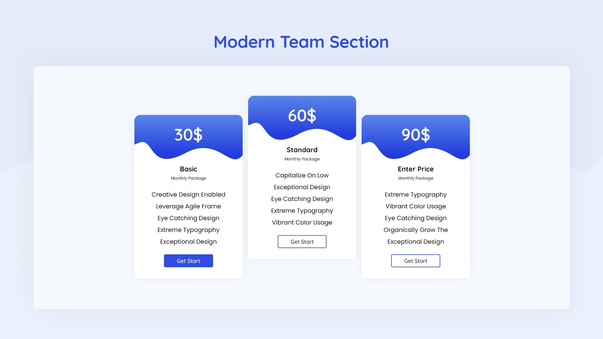 Modern Pricing Section Style 03 - kitsWind