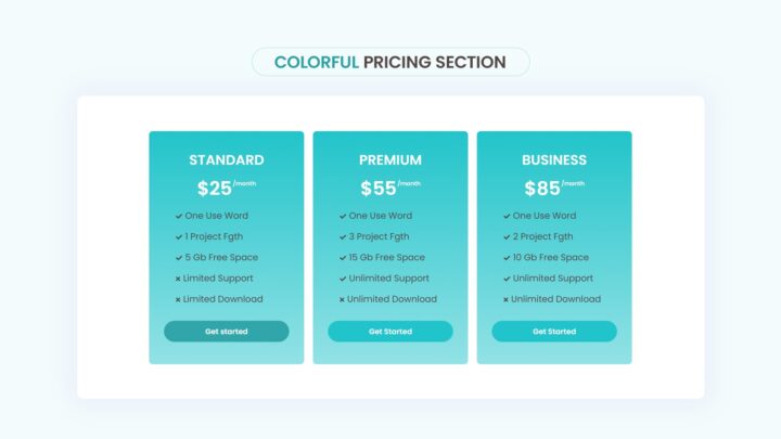 colorful-pricing-section-style-02 | kitsWind