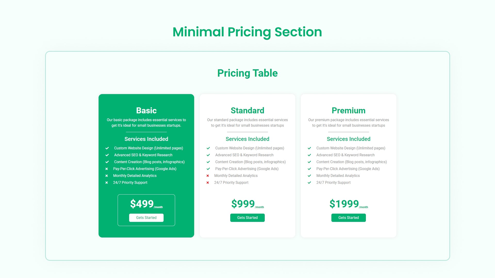 Minimal Pricing Section Style 12 - kitsWind