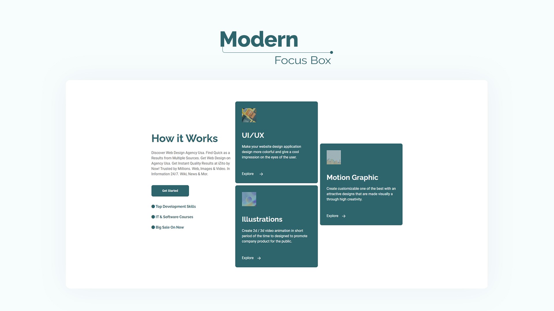 Focus Box Example Modern Focus Box Section Style 03 - kitsWind
